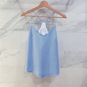 J. Crew Blue/White Striped Scalloped Cami Top